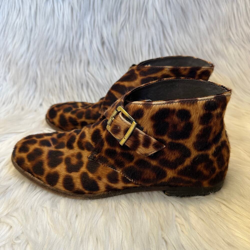 Johnston & Murphy Ankle Chukka Boot Calf Hair Leather Leopard Print Buckle Brown - Picture 4 of 8